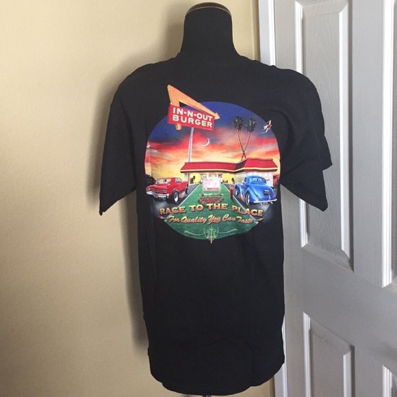 IN-N-OUT BURGER RESTAURANT BLACK T-SHIRT TOP - Picture 3 of 8